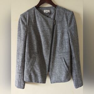 LOFT  herringbone blazer jacket with zipper long sleeve front lined size medium